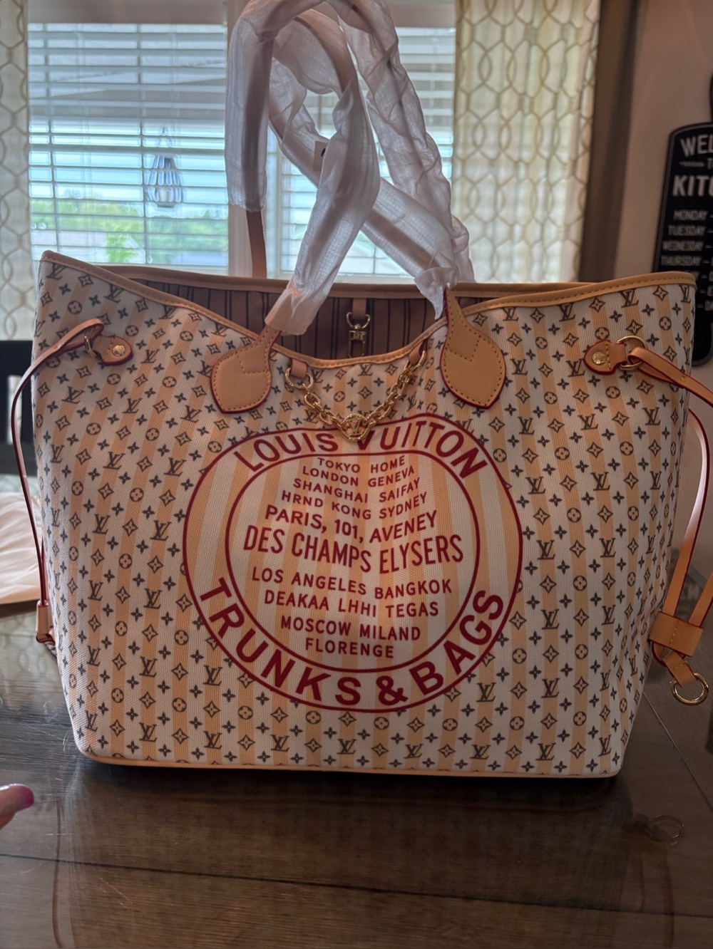 Handbag- monogram Yellow & Beige purse/bag with wristlit